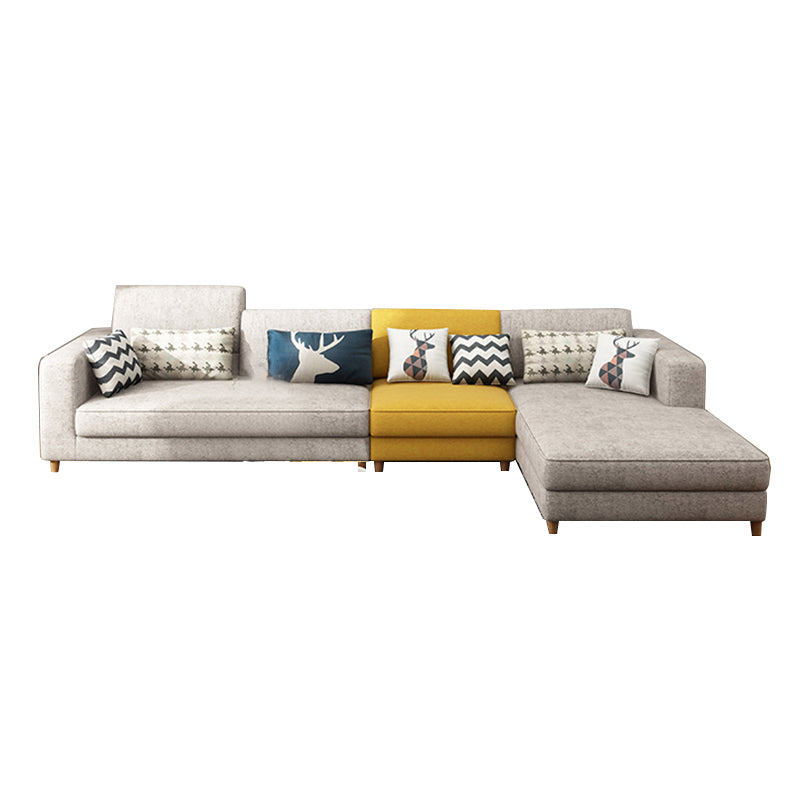 Washable Linen Sectional 129.92" L Square Arm Sectional for Living Room