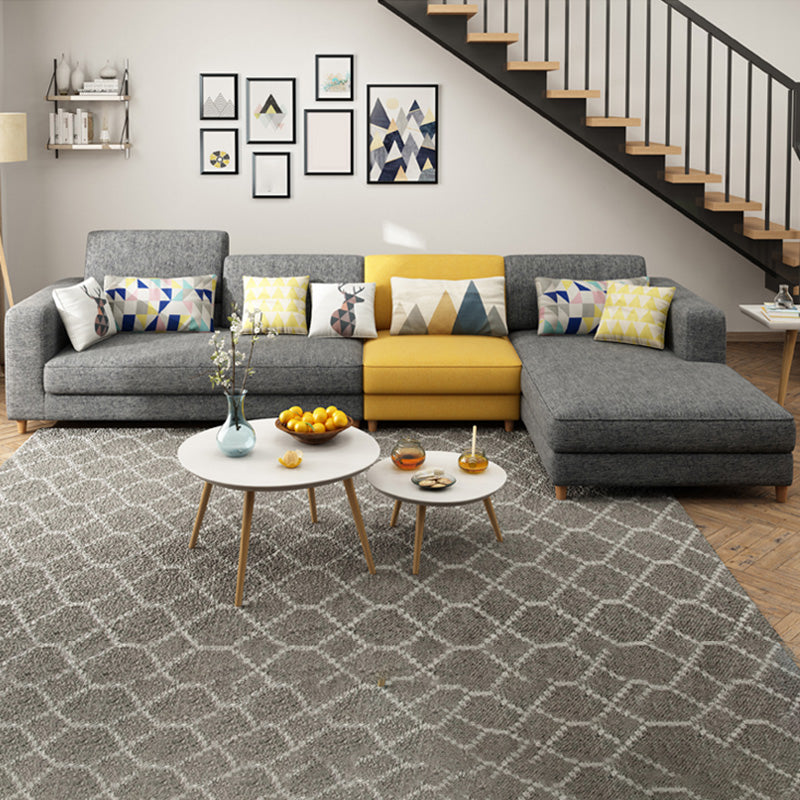 Washable Linen Sectional 129.92" L Square Arm Sectional for Living Room