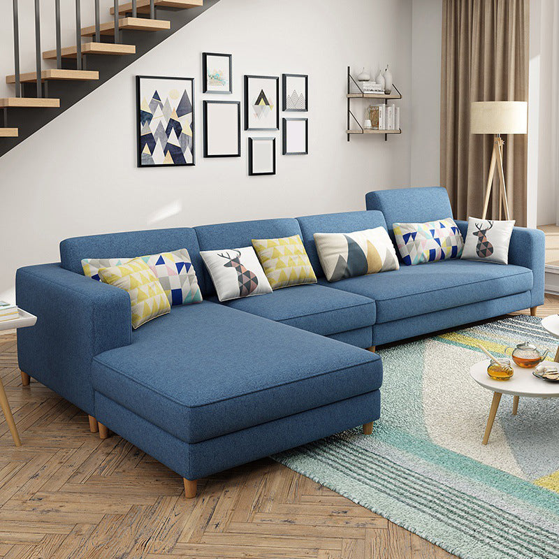 Washable Linen Sectional 129.92" L Square Arm Sectional for Living Room