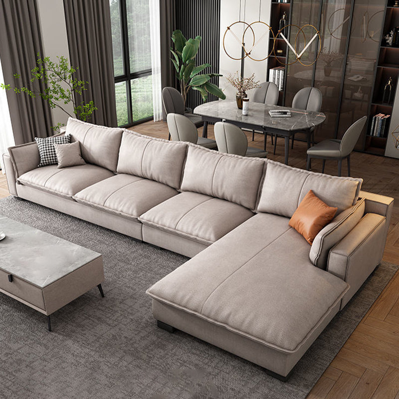 Faux Leather Contemporary Style Square Arm Sectional with Pillows