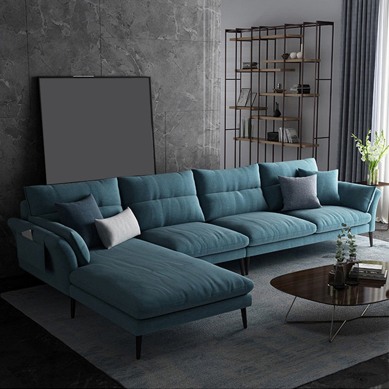 Flared Arm Fabric Sectional with Storage 4-seater Sofa & Chaise