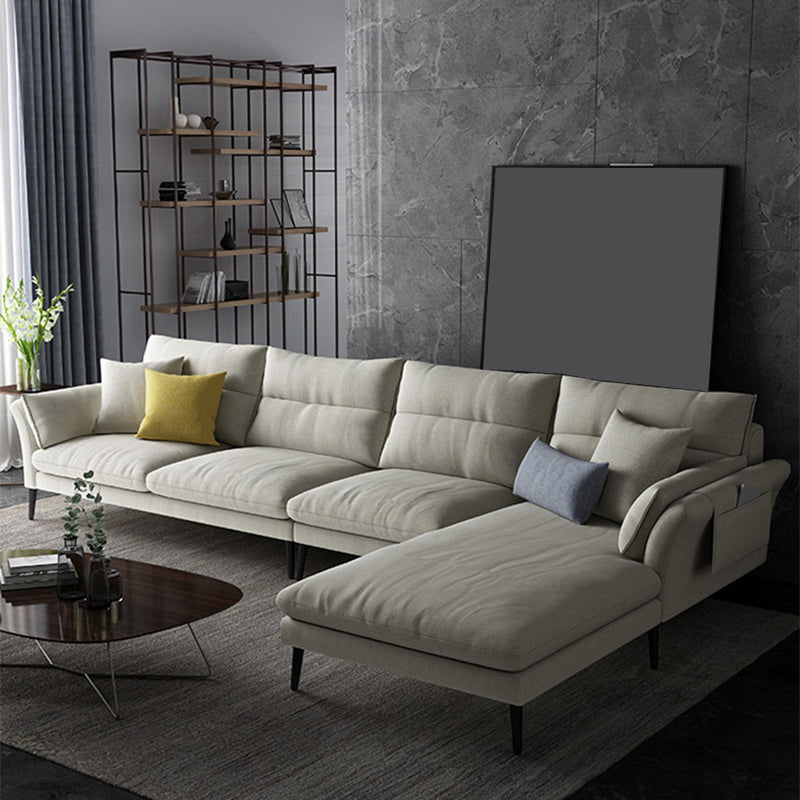 Flared Arm Fabric Sectional with Storage 4-seater Sofa & Chaise