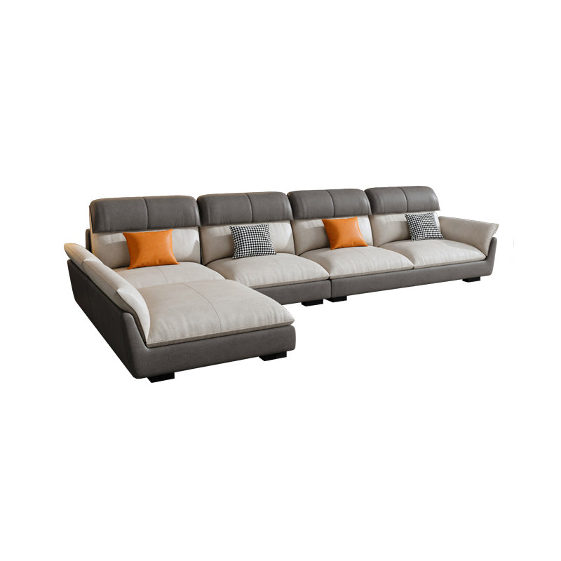 Scandinavian Stain-Resistant Faux Leather L-Shape Cushion Back Sofa