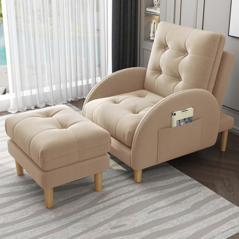 Modern Accent Chair Fabric/PU Chair With Tufted Back with 4 Legs Base
