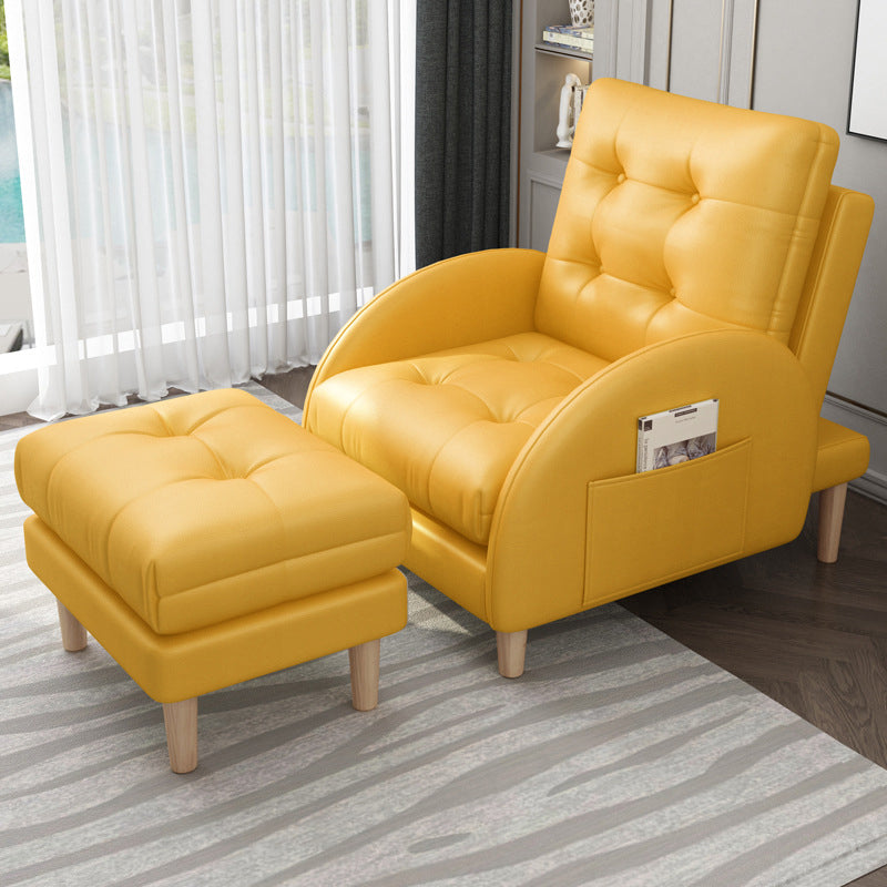 Modern Accent Chair Fabric/PU Chair With Tufted Back with 4 Legs Base