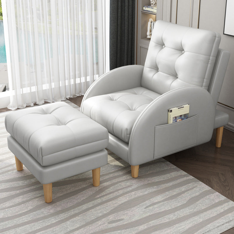 Modern Accent Chair Fabric/PU Chair With Tufted Back with 4 Legs Base