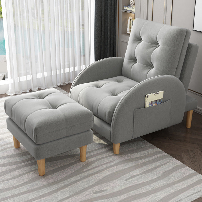 Modern Accent Chair Fabric/PU Chair With Tufted Back with 4 Legs Base