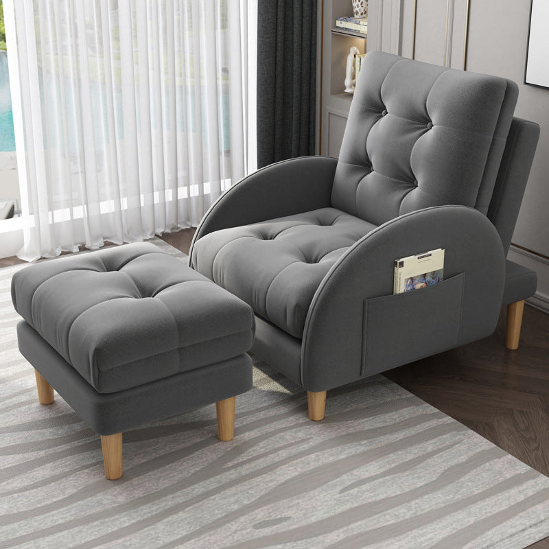 Modern Accent Chair Fabric/PU Chair With Tufted Back with 4 Legs Base
