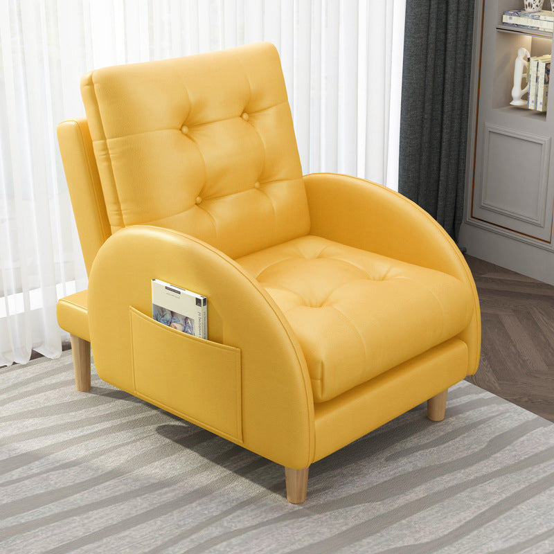 Modern Accent Chair Fabric/PU Chair With Tufted Back with 4 Legs Base