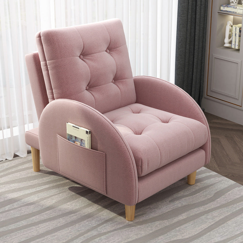 Modern Accent Chair Fabric/PU Chair With Tufted Back with 4 Legs Base