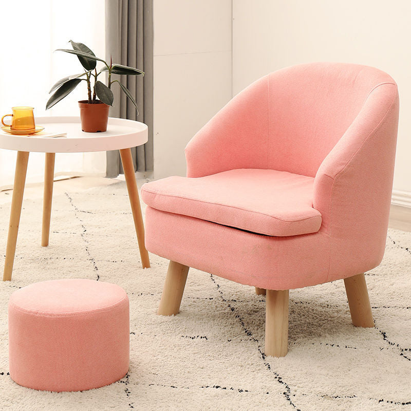 Recessed Arms Chair with Basic Four Legs with Tight Back for Bedroom