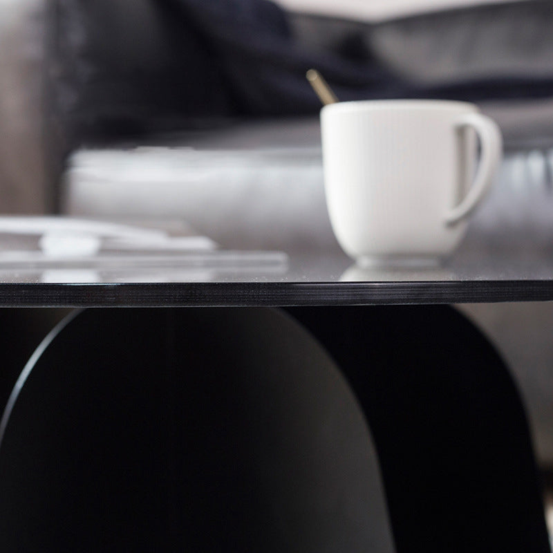 Modern Style Round Glass Table with Metal Base Pedestal Base Coffee Table
