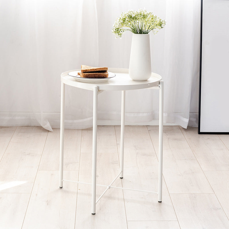 Scandinavian Living Room Round Sofa Side Table Metal Tray Top End Table