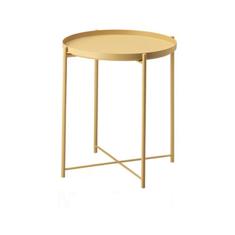 Scandinavian Living Room Round Sofa Side Table Metal Tray Top End Table