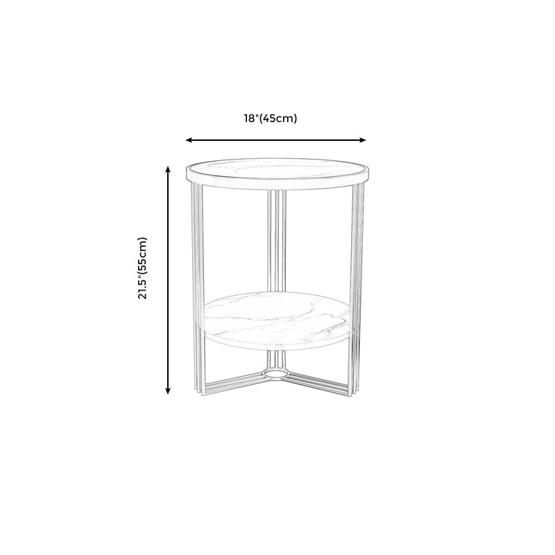 Cross Table Base Design Gold Metal Base Marble/SLATE Top Round Side Table