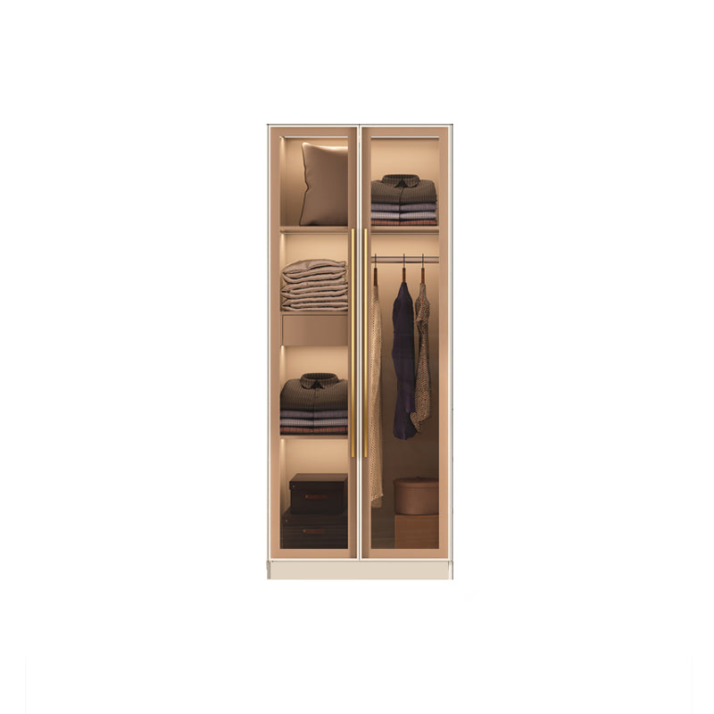 Contemporary Style Wardrobe Glass Wardrobe Closet With Shelves
