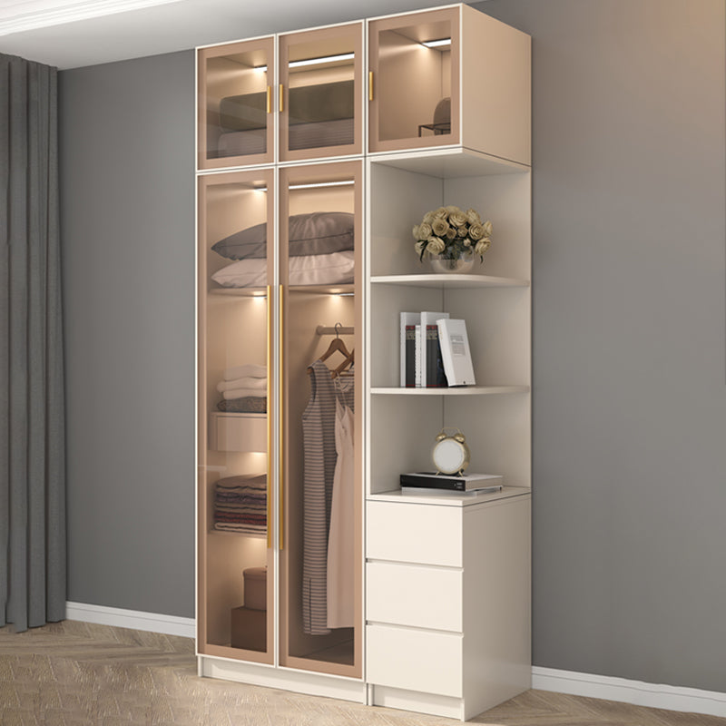 Contemporary Style Wardrobe Glass Wardrobe Closet With Shelves