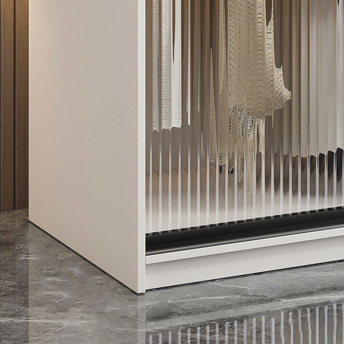 Modern Style Wardrobe White Colour Glass Wardrobe Closet With Drawer