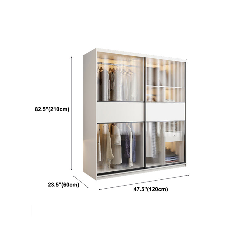 Modern Style Wardrobe White Colour Glass Wardrobe Closet With Drawer