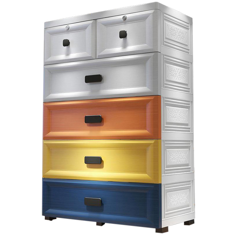 Modern Style Wardrobe Plastic Bedroom Wardrobe Closet With Drawers