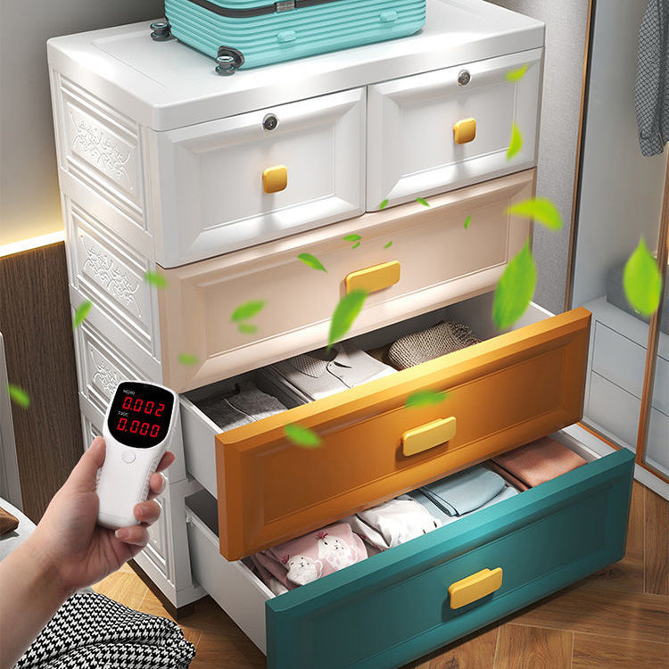 Modern Style Wardrobe Plastic Bedroom Wardrobe Closet With Drawers