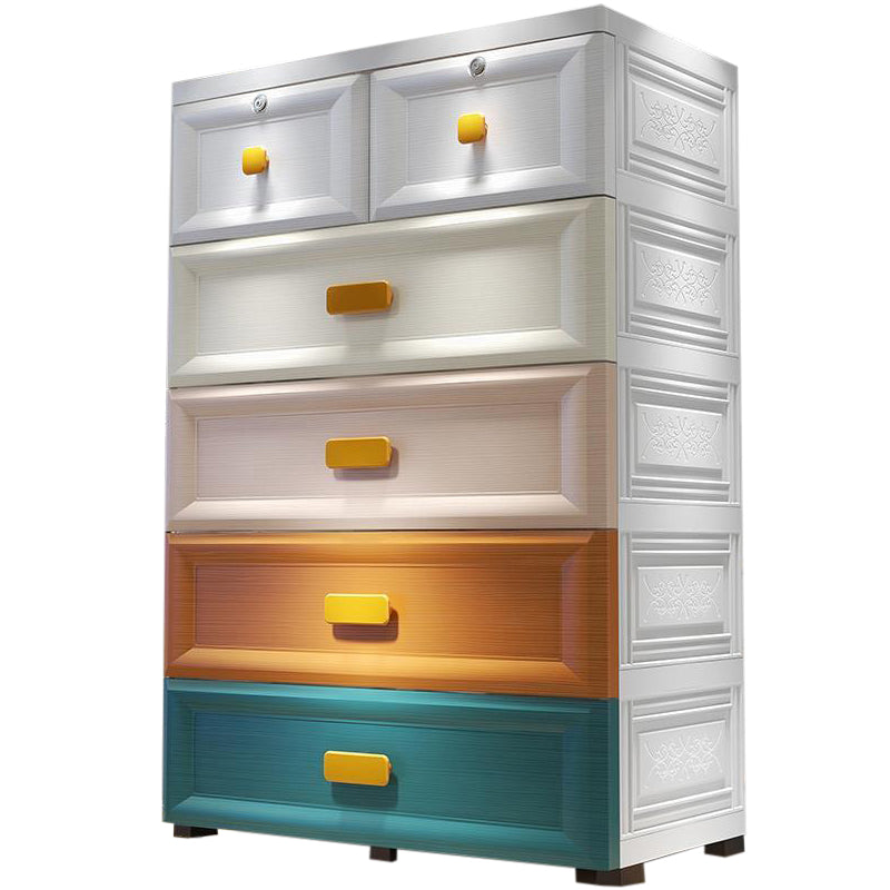 Modern Style Wardrobe Plastic Bedroom Wardrobe Closet With Drawers