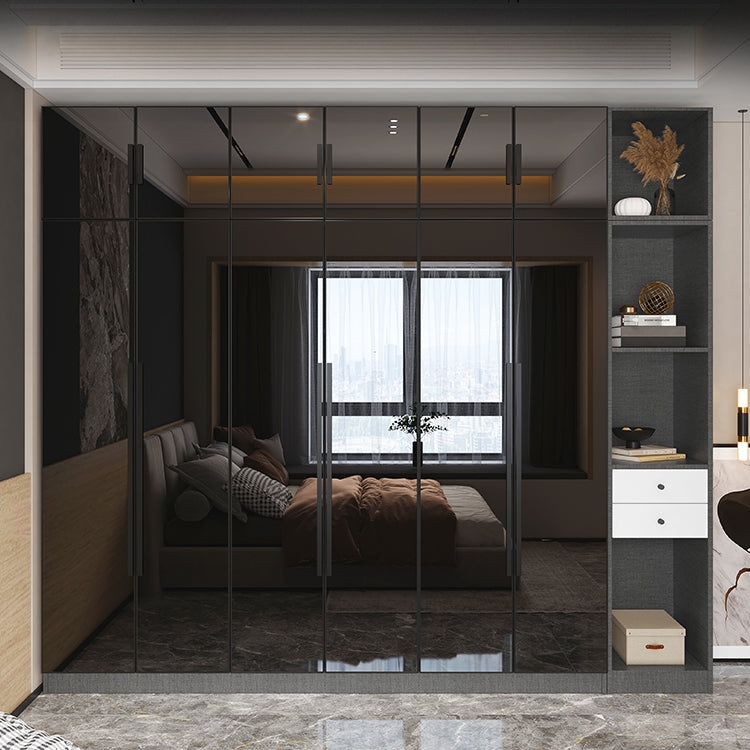 Modern Style Wardrobe Grey Colour Glass Wardrobe Closet for Bedroom
