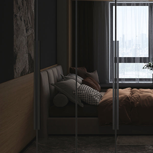 Modern Style Wardrobe Grey Colour Glass Wardrobe Closet for Bedroom