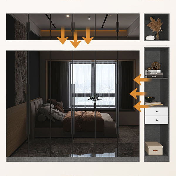 Modern Style Wardrobe Grey Colour Glass Wardrobe Closet for Bedroom