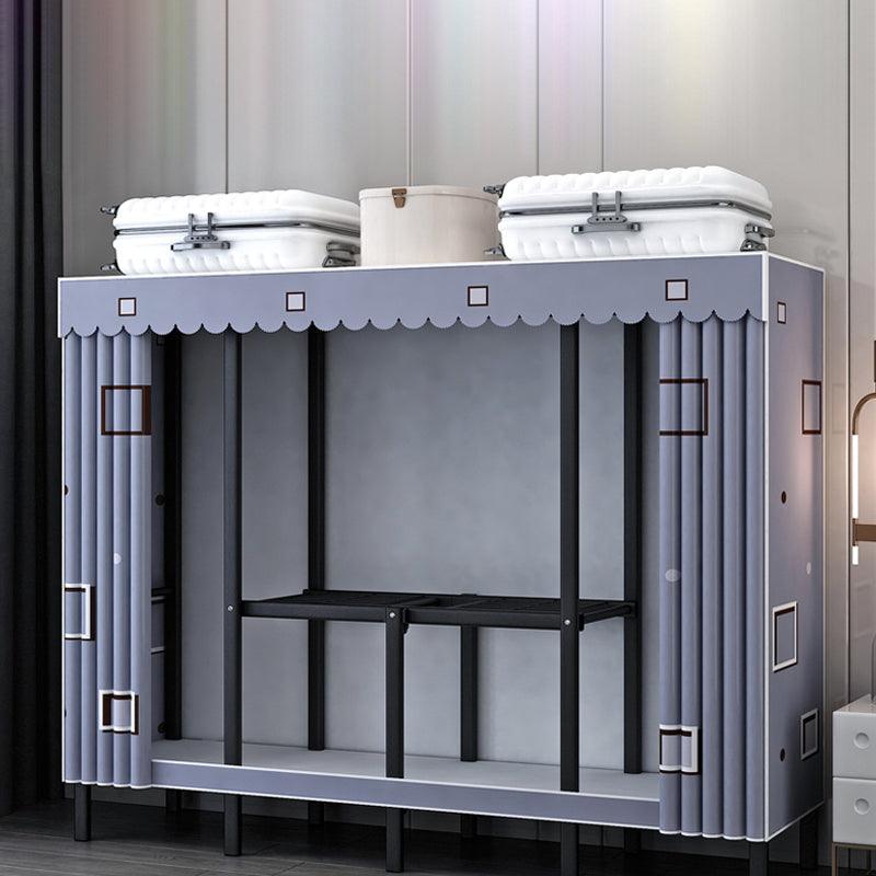 Folding Contemporary Wardrobe Armoire Steel Frame Wardrobe Cabinet for Bedroom