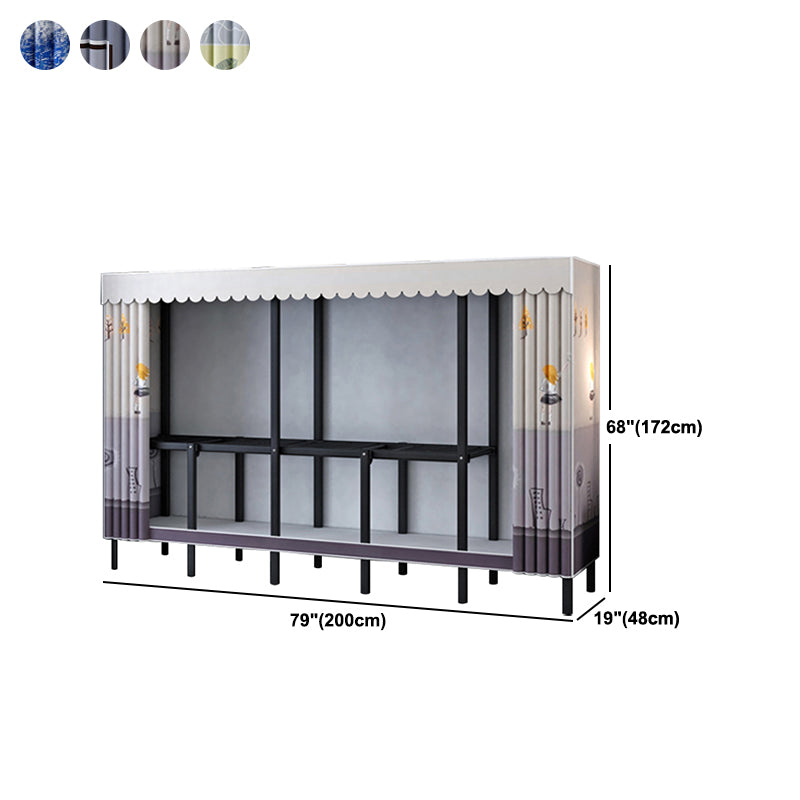 Folding Contemporary Wardrobe Armoire Steel Frame Wardrobe Cabinet for Bedroom