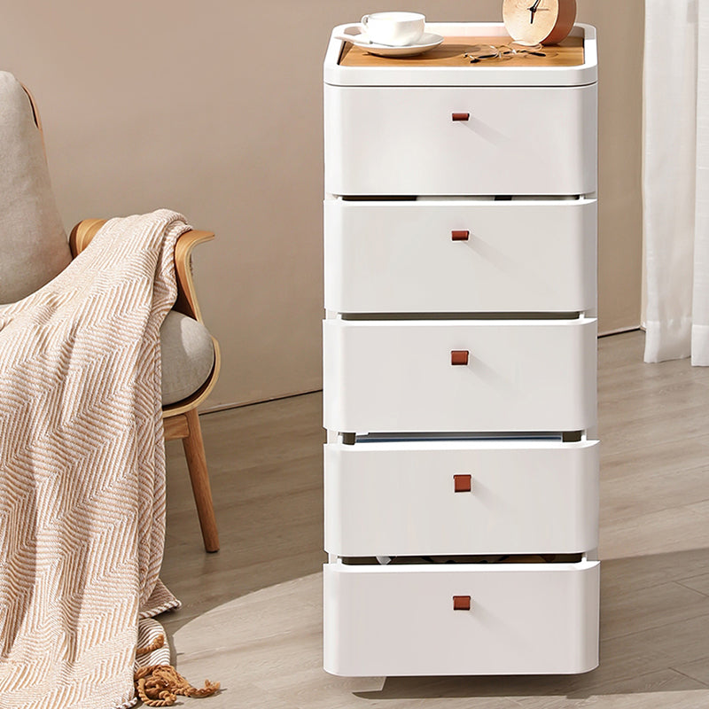 Contemporary Storage Cabinet with Legs White Cabinet with Drawers