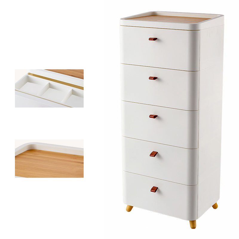 Contemporary Storage Cabinet with Legs White Cabinet with Drawers