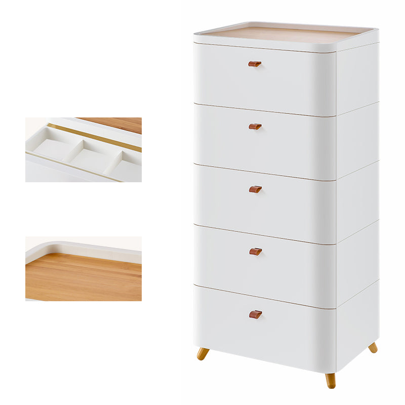 Contemporary Storage Cabinet with Legs White Cabinet with Drawers