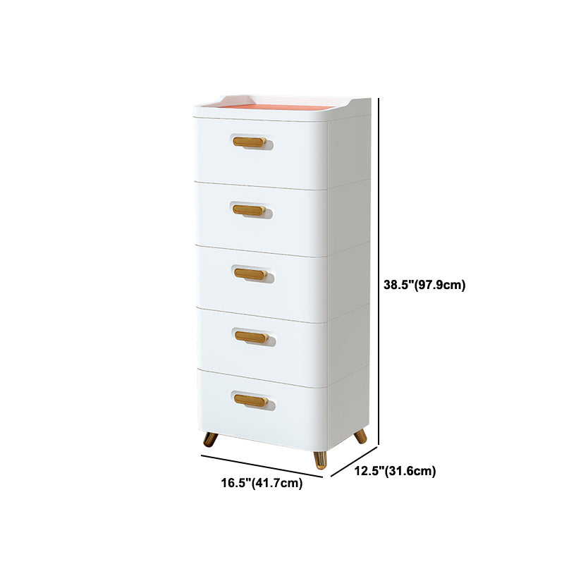 Contemporary Storage Cabinet with Legs White Cabinet with Drawers