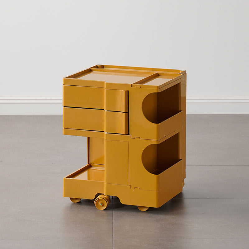 Contemporary Metal Nightstand 18" Wide Accent Table Nightstand with Drawers