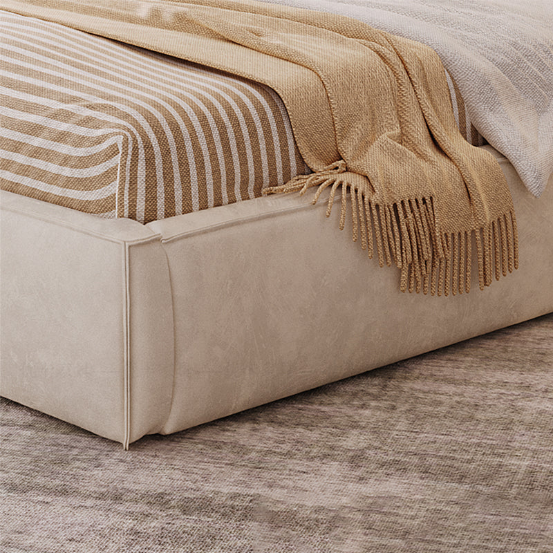 Modern Style Upholstered Headboard White Imitation Leather Bed