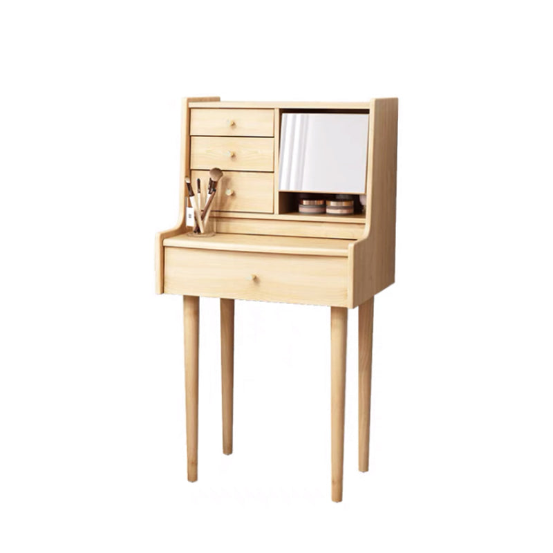 Traditional Wooden Makeup Vanity Desk Table with Stool for Bedroom