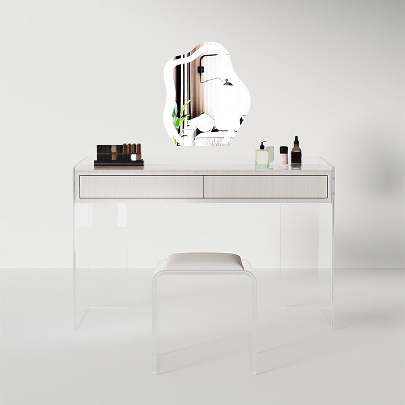 White Make-up Vanity with 2 Drawers and Stool for Bedroom 31.5" High