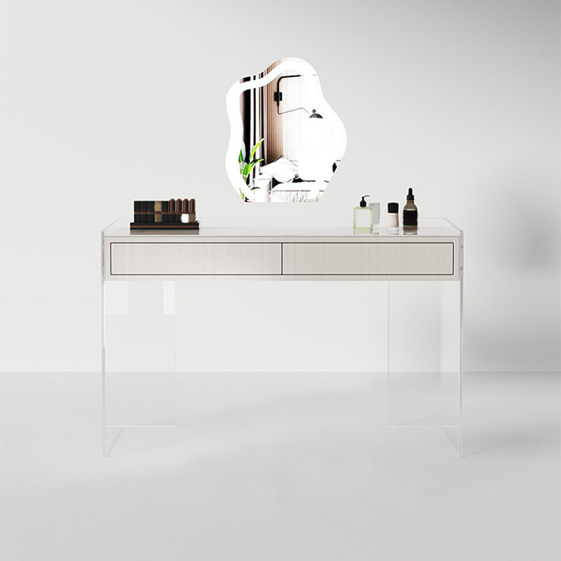 White Make-up Vanity with 2 Drawers and Stool for Bedroom 31.5" High