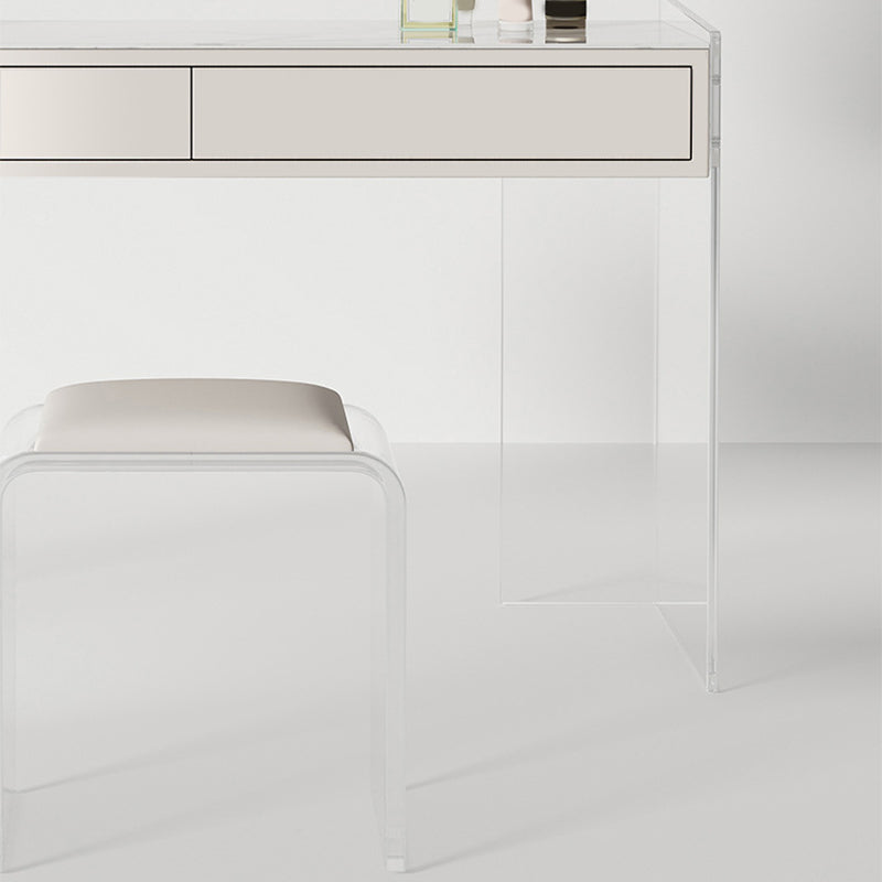 White Make-up Vanity with 2 Drawers and Stool for Bedroom 31.5" High