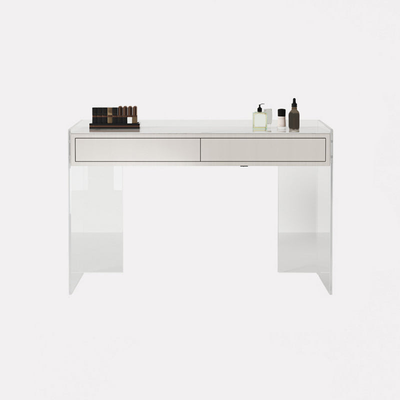 White Make-up Vanity with 2 Drawers and Stool for Bedroom 31.5" High