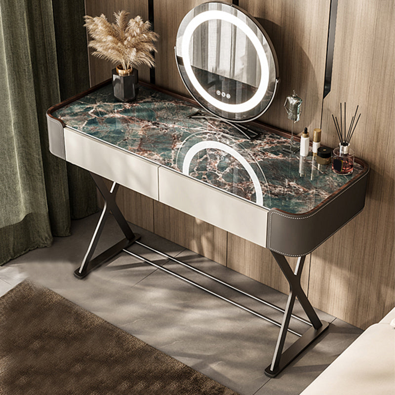 Makeup Vanity Table With Drawer and White Stool Set for Bedroom
