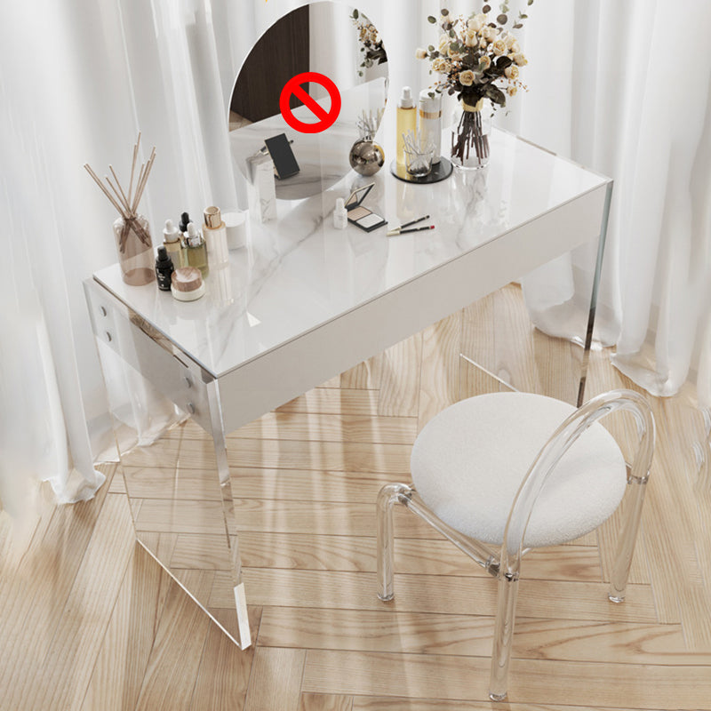 White Slate Top Make-up Vanity with Drawer for Bedroom 29.5"