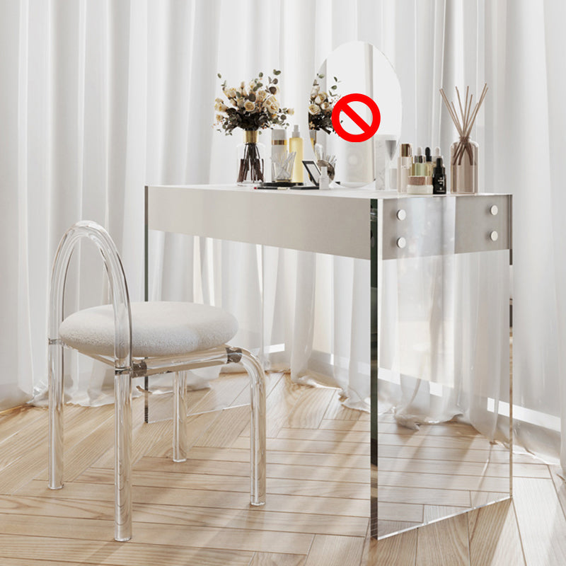 White Slate Top Make-up Vanity with Drawer for Bedroom 29.5"