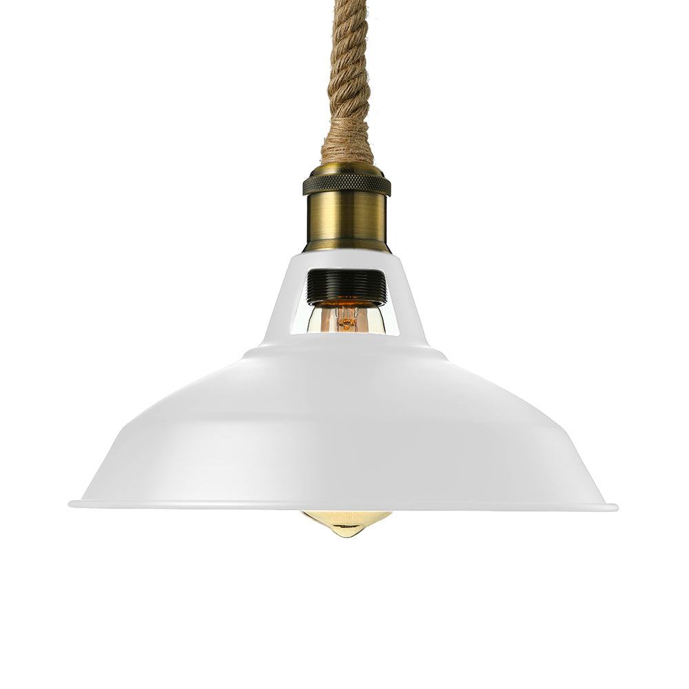 Scheunen Schatten Wohnzimmer Anhänger Lampe Industriestil Metal 1 Hellschwarz/Weiß Deckenleuchte mit hängendes Seil