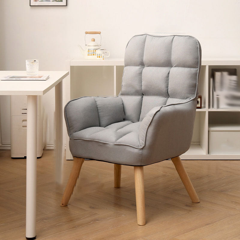 Modern Style Office Chair High Back Upholstered Task Chair with Wooden Base