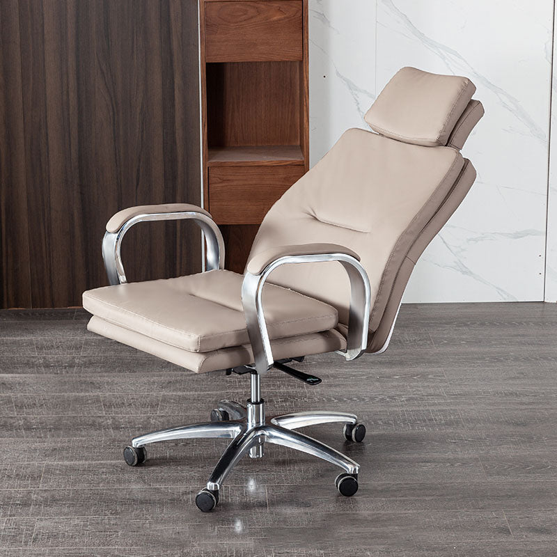 Modern Style Executive Chair Leather Upholstered Office Chair with Fixed Arms