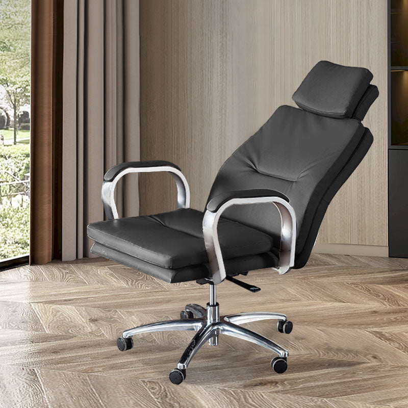 Modern Style Executive Chair Leather Upholstered Office Chair with Fixed Arms