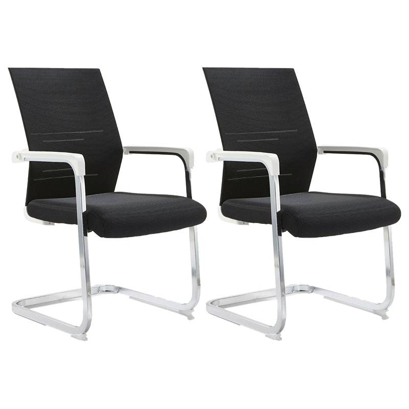 Mesh Mid Back Desk Chair Contemporary Style Fixed Arms Office Chair